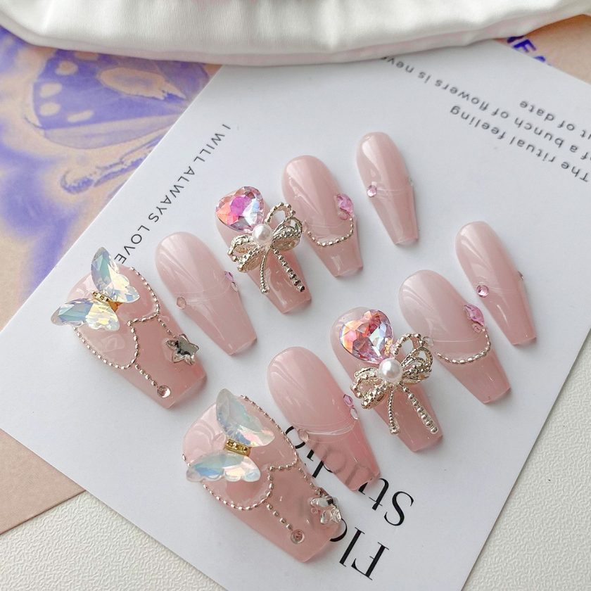 High-end luxury three-dimensional butterfly press on nails - Image 4