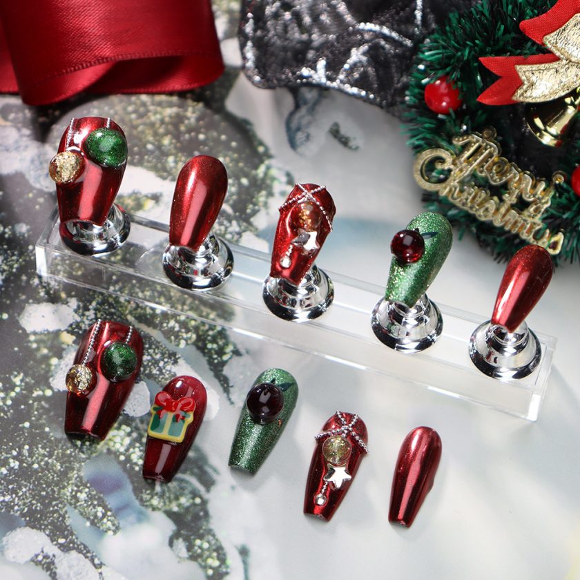 Three-dimensional apple Christmas atmosphere pure handmade press on nails