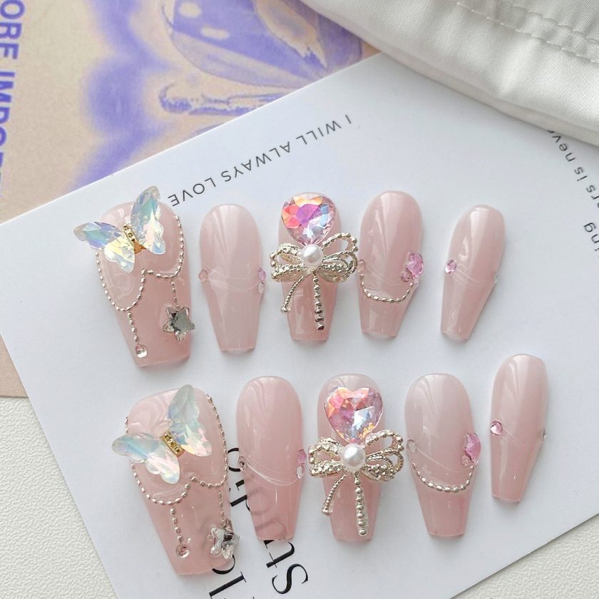 High-end luxury three-dimensional butterfly press on nails - Image 3