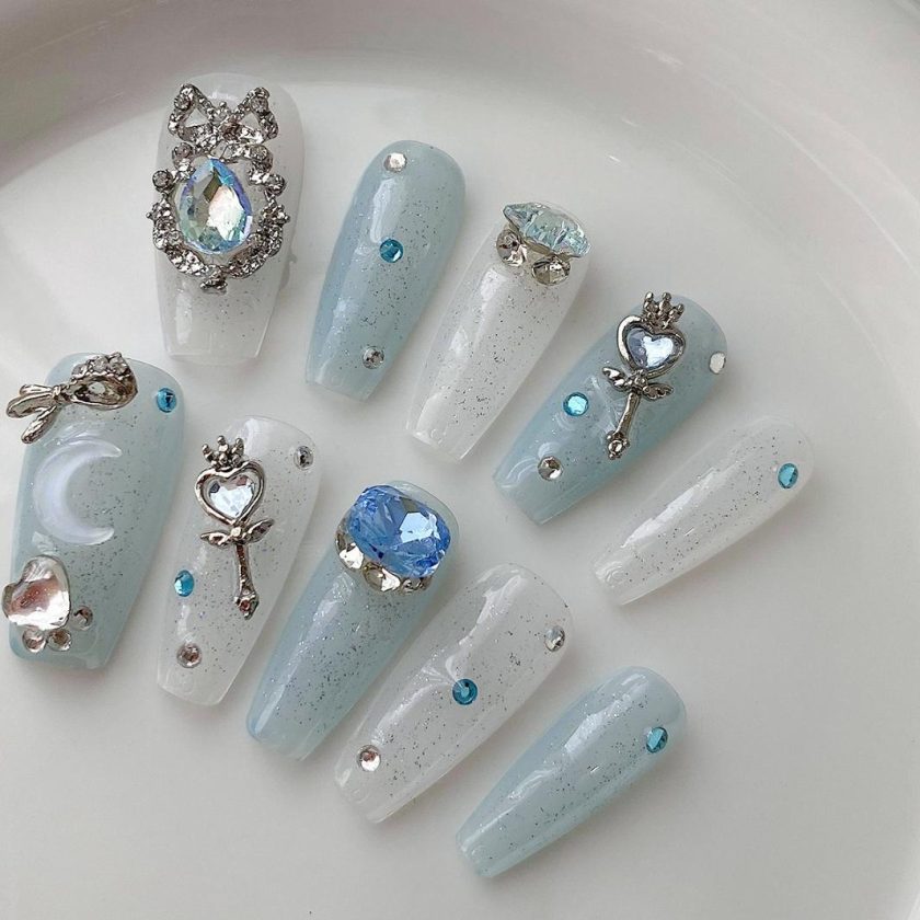 Blue ice press on nails - Image 2