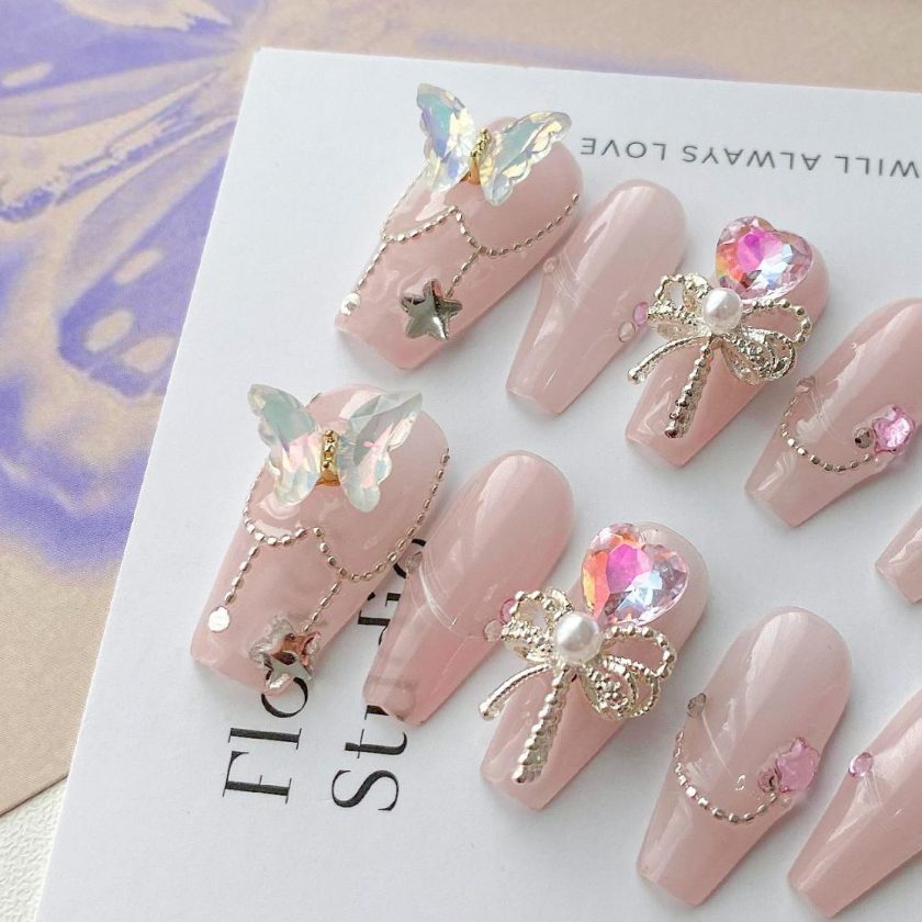 High-end luxury three-dimensional butterfly press on nails - Image 2