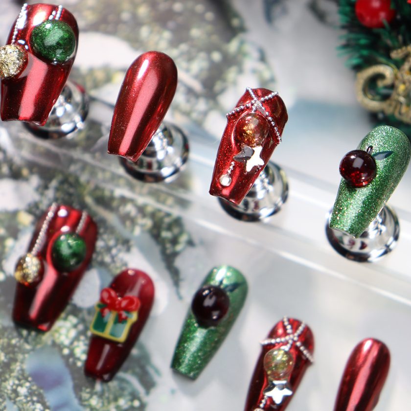 Three-dimensional apple Christmas atmosphere pure handmade press on nails - Image 3