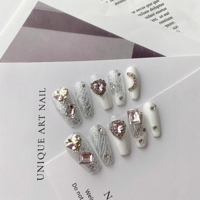 Wedding white pure style press on nails - Image 2