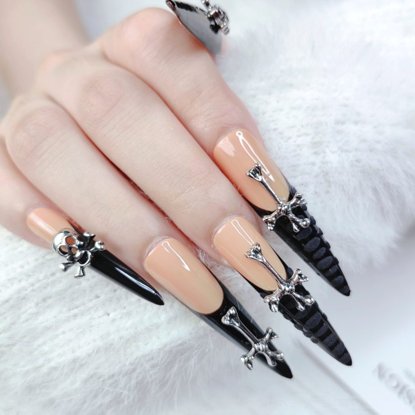 Black metal jewelry high-end press on nails - Image 6