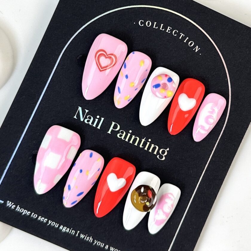 Pink Donut Press on Nails