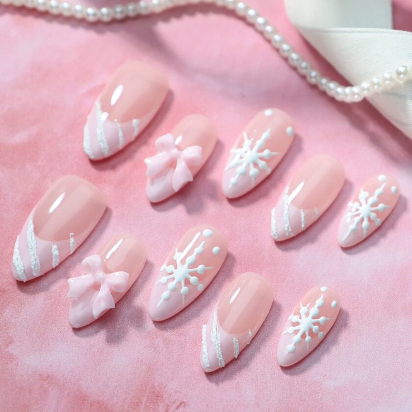 Bow and Snowflakes Press on Nails - Image 3