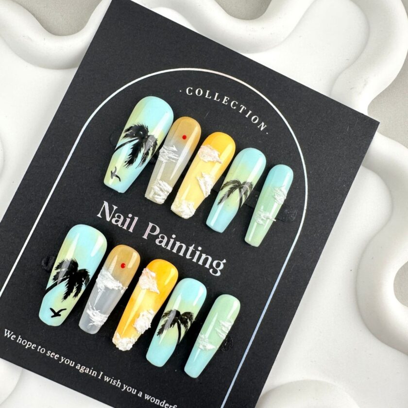 Sunset Coconut Press on Nails - Image 2