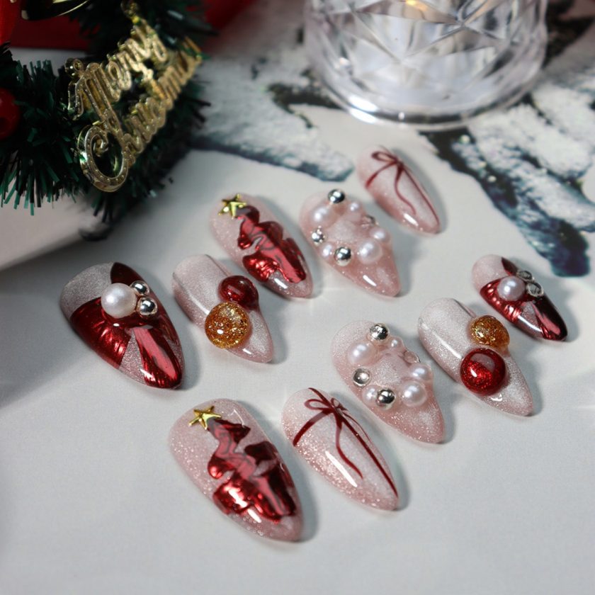 Christmas Style Pearl Press on Nails - Image 4