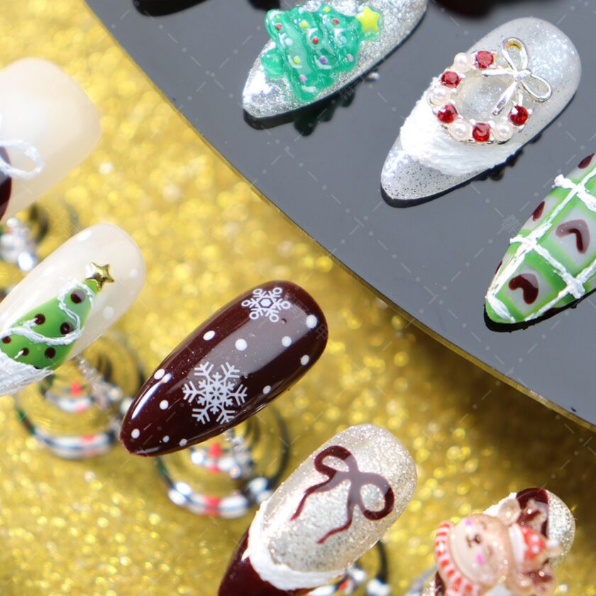 Bow, Reindeer, and Christmas Wonderland Press on Nails - Image 2