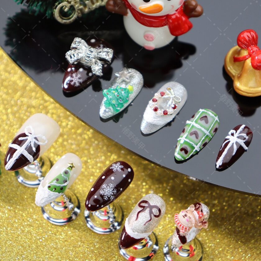 Bow, Reindeer, and Christmas Wonderland Press on Nails