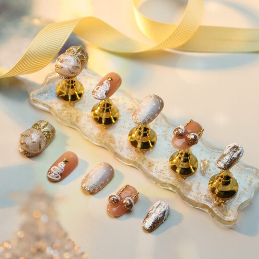 Sparkling Gold Press on Nails - Image 2