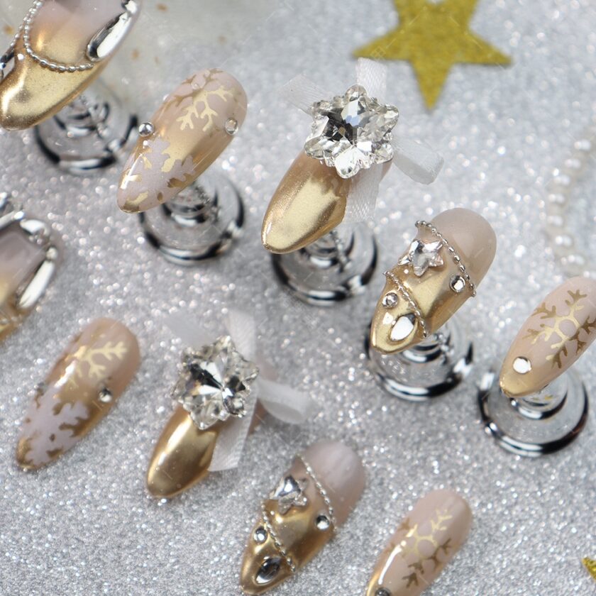 Champagne Gold Fashion Press on Nails - Image 2