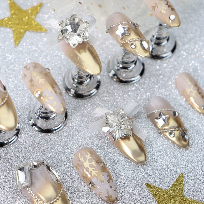 Champagne Gold Fashion Press on Nails - Image 3