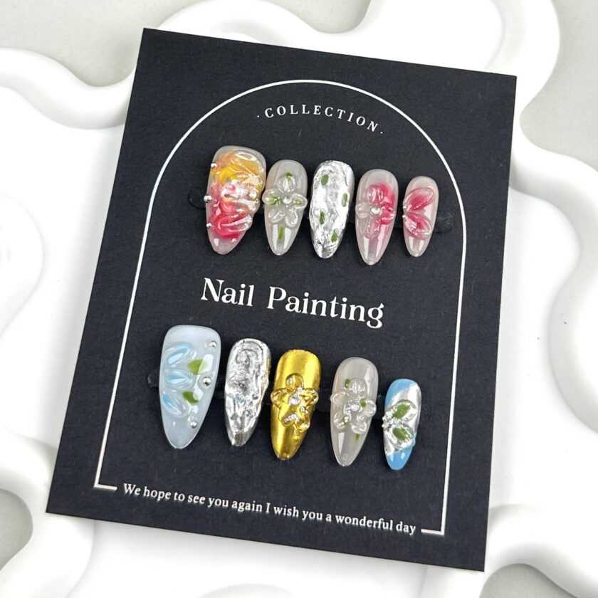 3D Handcrafted Flower Press on Nails