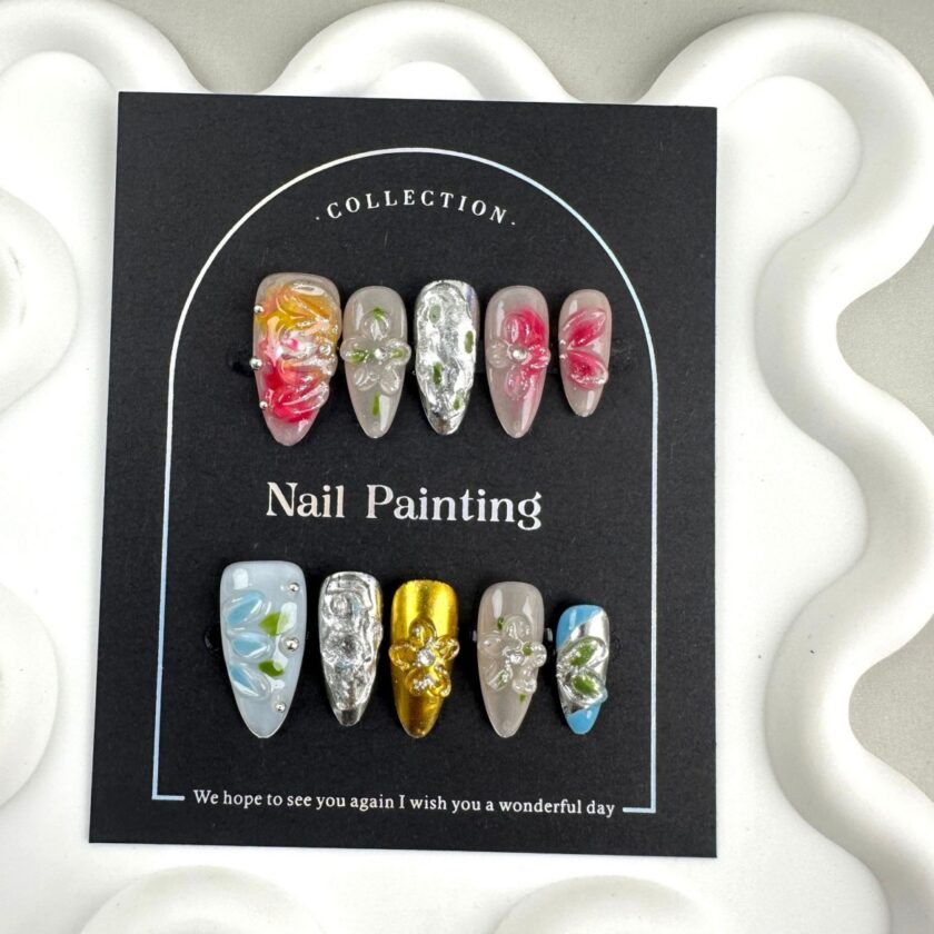 3D Handcrafted Flower Press on Nails - Image 3