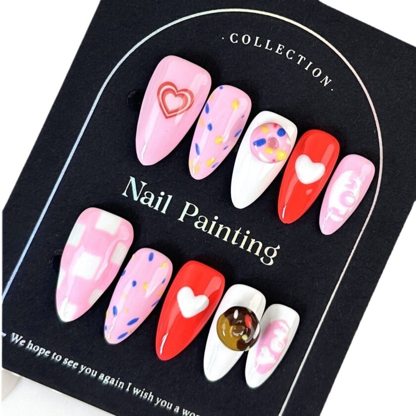 Pink Donut Press on Nails - Image 4